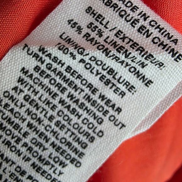 Avec Les Filles Coral Orange Puff Sleeve Side Slit Tiered Midi Dress Sz 2 XS - Picture 6 of 11